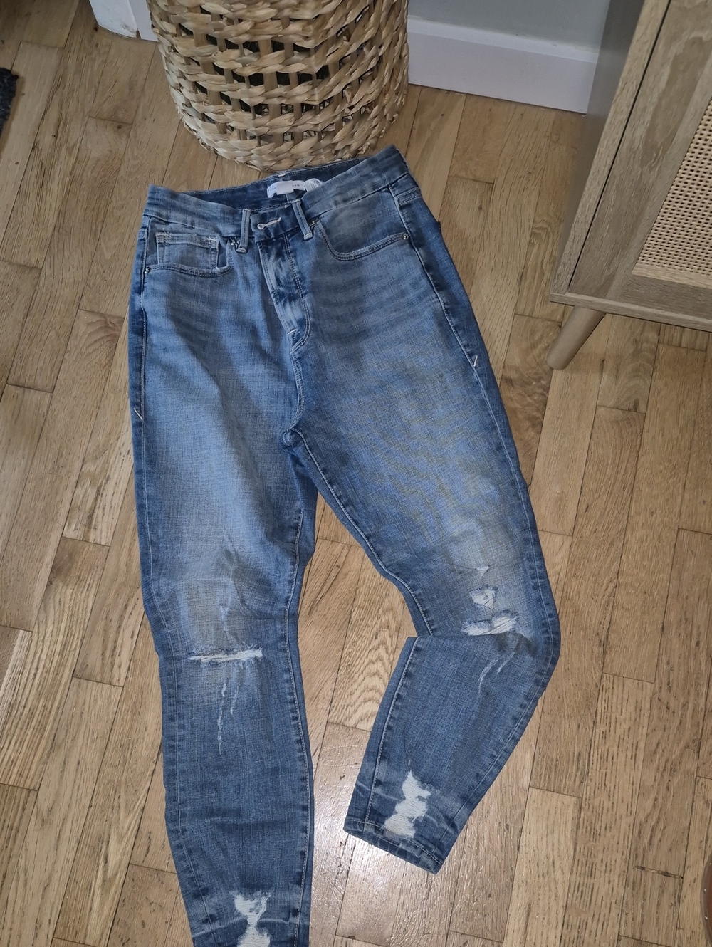Good American Women's Distressed Blue Denim Jeans - Classic Fit